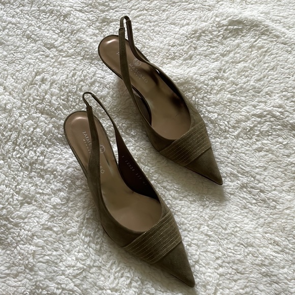 Jaime Mascaro Suede Angelia Neit Heels in Green/Brown Size-EU 41/USA 10 NWT - Picture 1 of 14